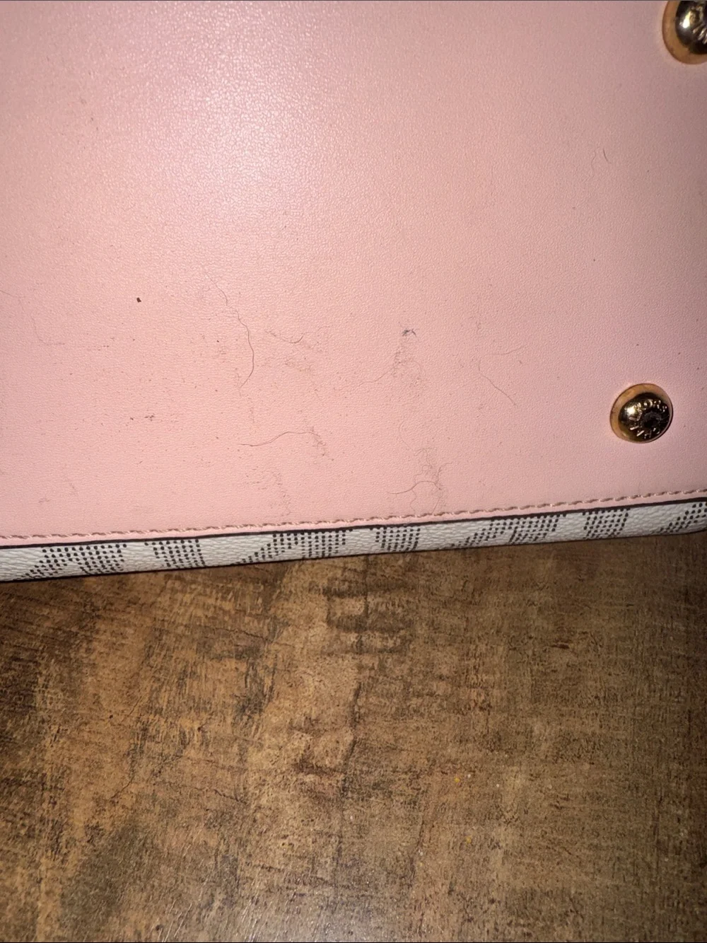 Michael Kors Beige Logo Tote with Pink Trim